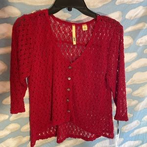 pink mesh cardigan blouse brand new w tags womens